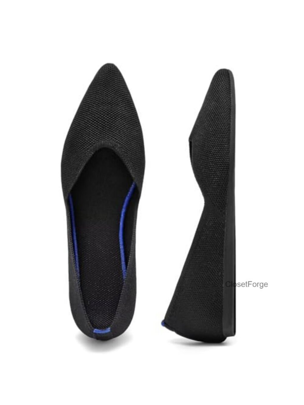 Womens Pointed Toe Knit Flats Slip On Comfortable Ballet Shoes